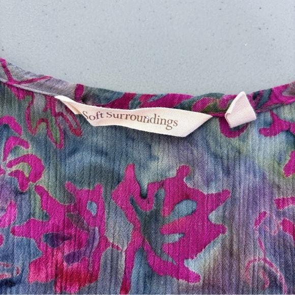 Soft Surroundings Women's Medium Flowy Sleeveless Blouse Top Square Neck Rayon - Picture 4 of 11